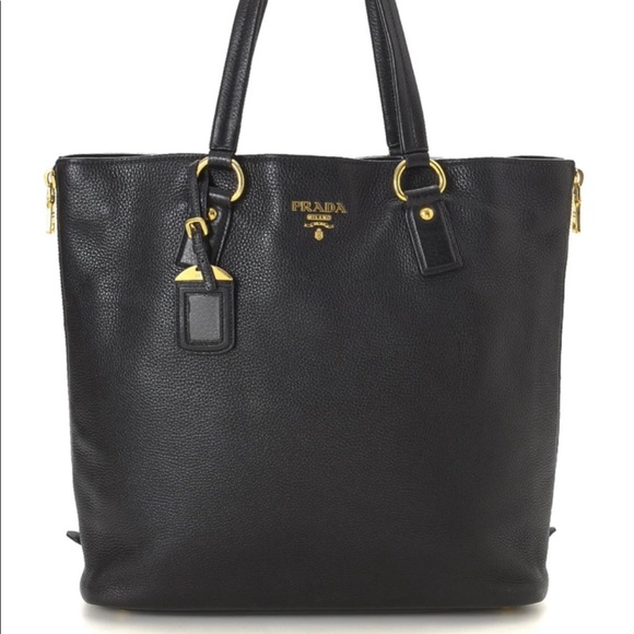 COPY - Prada Vitello Black Leather Tote Bag - Picture 2 of 4